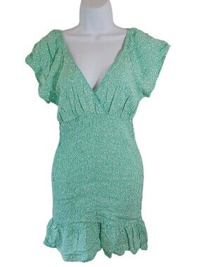 No Boundaries Y2K Blue Micro Floral Bodycon Dress Sz M Mini Ruched Ruffle Fairy